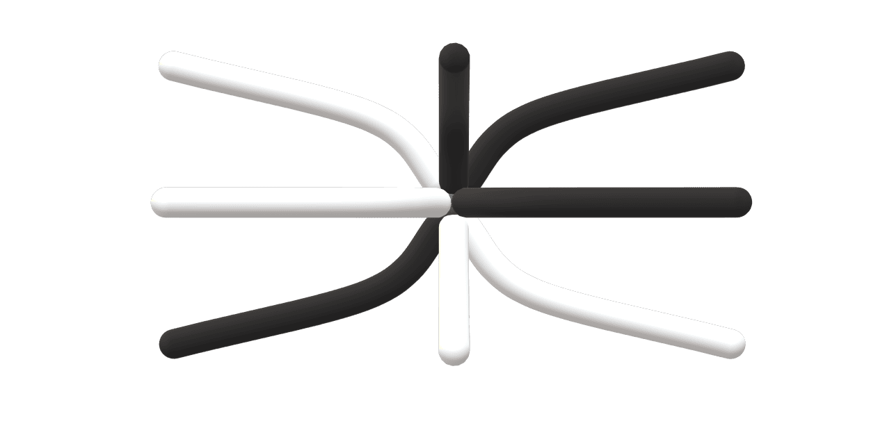 3D spatial contrast showing opposing geometric forms